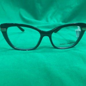 DOLCE & GABBANA DG3325 Black on Transparent Black Eyeglasses w/ Gold Accent